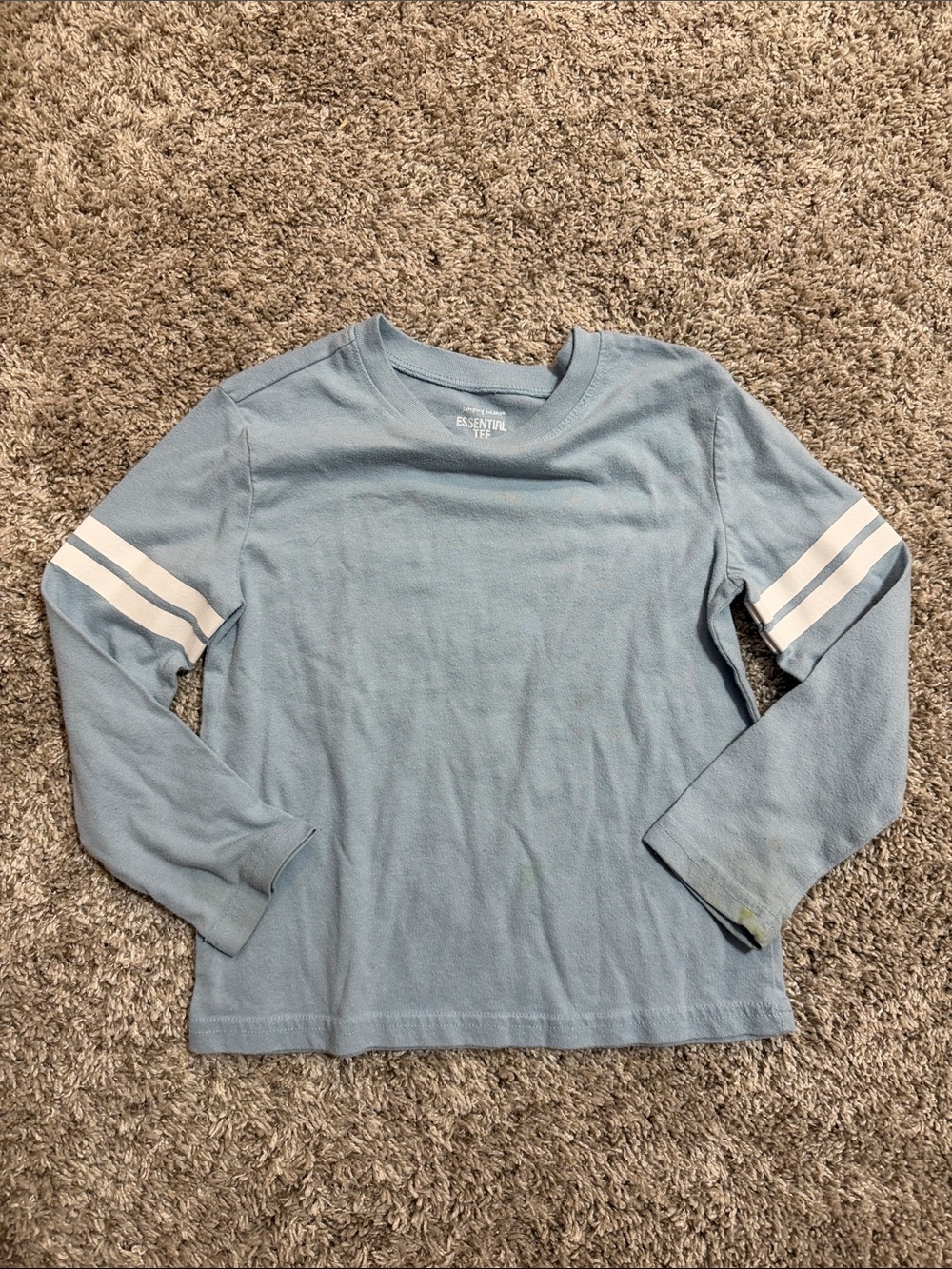 Jumping beans Essentials LtBlue Long Sleeve Tee -White Sleeve Stripes size 5T